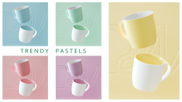 Tazze Trendy Pastels per iniziare la primavera con la giusta gamma cromatica! Personalizza la tua tazza per creare fantastici regali aziendali
